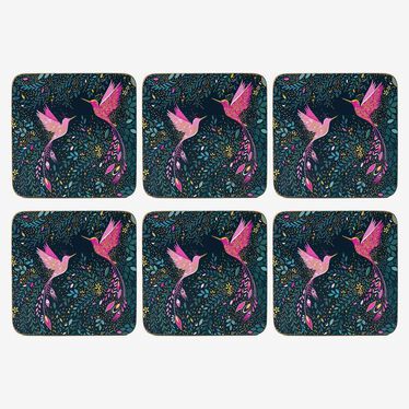 Sara Miller India Set of 4 Coasters, Hummingbird (S)